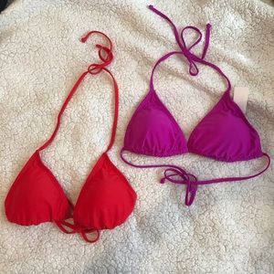 Brand new bikini tops magenta and red large
